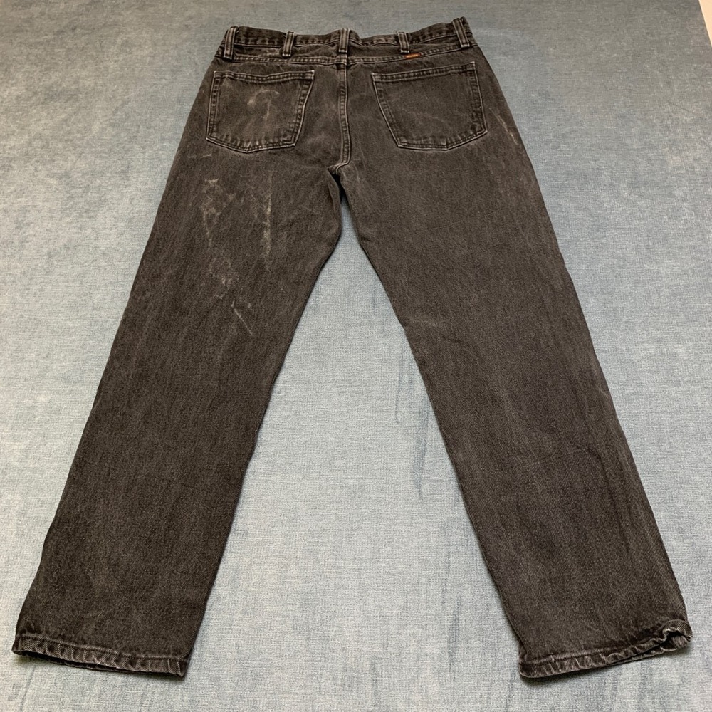 Vintage Rustler Jeans Mens 34x29 Gray Denim Cotton Dark Wash Straight Leg Retro